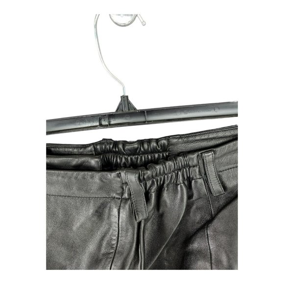 Elana by Tanner Leather Pants Trousers Black Size 18 Lined Stretch High Waisted - Picture 6 of 10